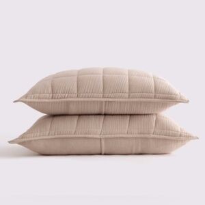 NWOT Quince Organic Airy Gauze Box Quilt King Sham Set in Dune (Tan)